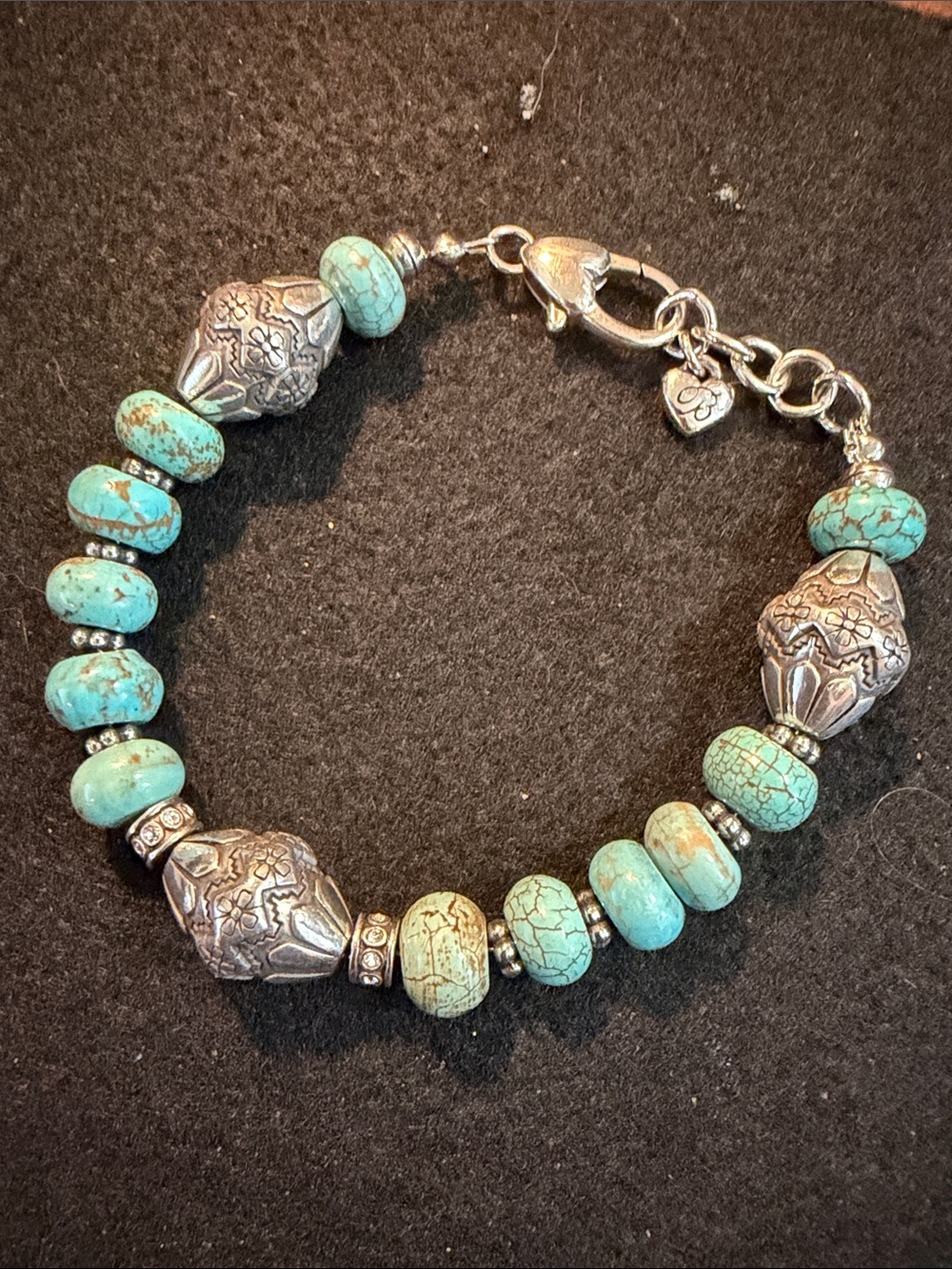 Brighton Turquoise and Silver Beaded Bracelet